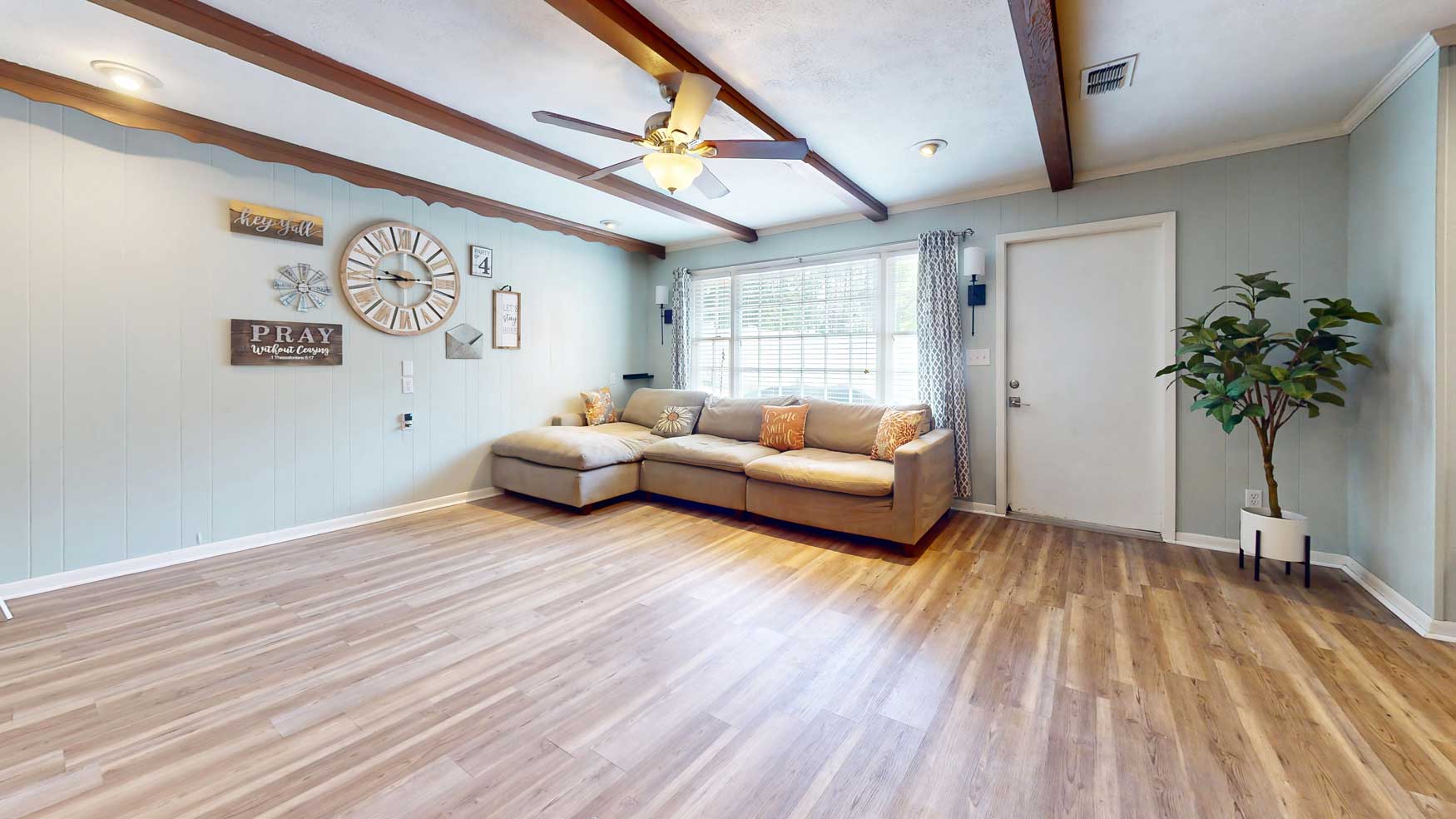 Living area with wood-burning fireplace at 336 Buchannan Street SE
